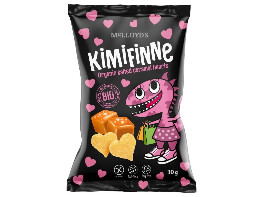 BIO kukuřičný snack srdíčka se slaným karamelem 30 g McLLoyd´s
